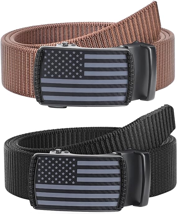 SANSTHS 2 Pack Mens Belts Golf Belt, Tactical Work Belt Web Nylon Ratchet Belts for Men